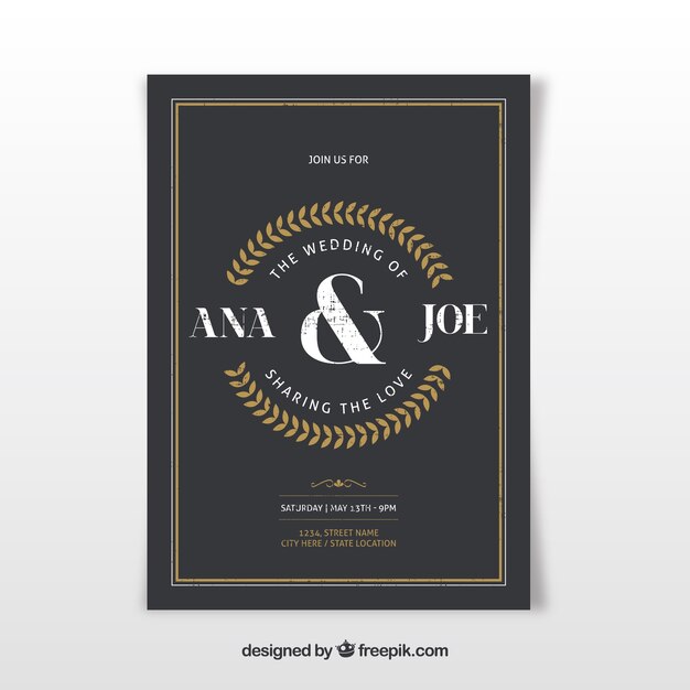 Invitación de boda en estilo vintage