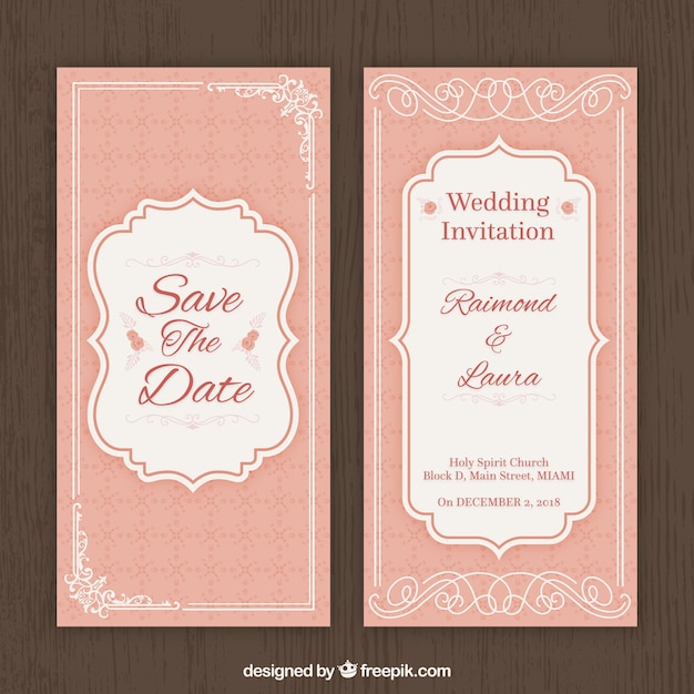 Vector gratuito invitación de boda en estilo vintage