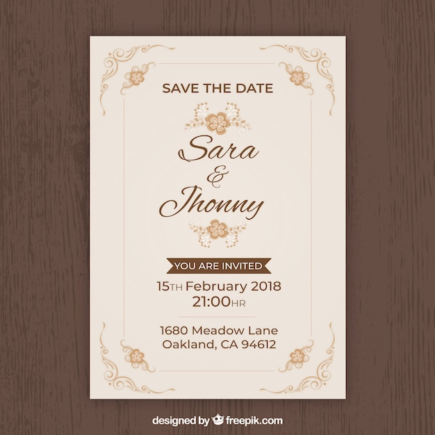 Invitación de boda en estilo vintage