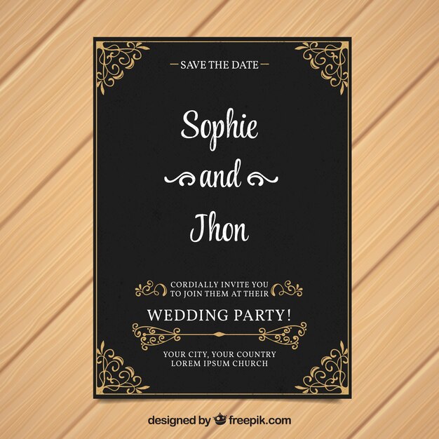 Invitación de boda en estilo vintage