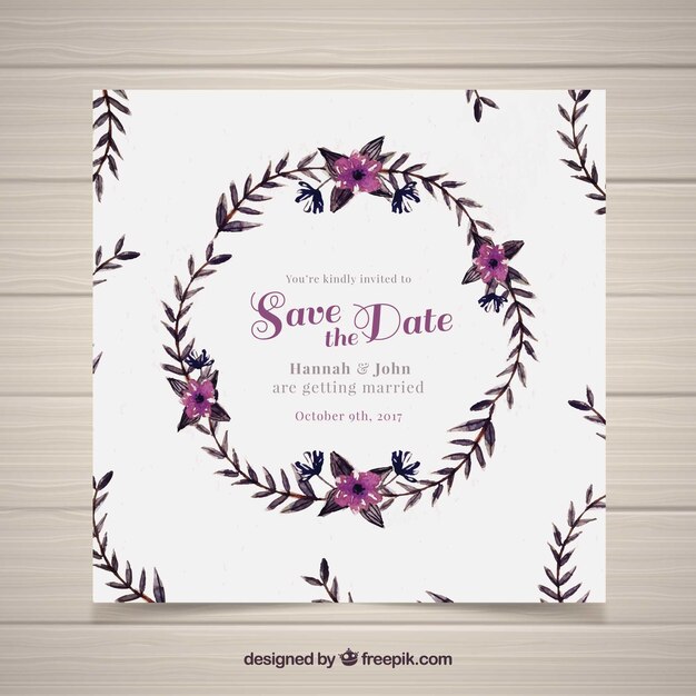 Invitación de boda floral acuarela