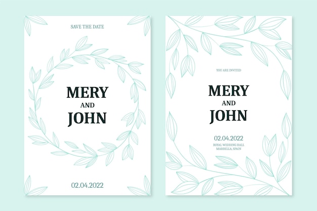 Invitación de boda floral grabado