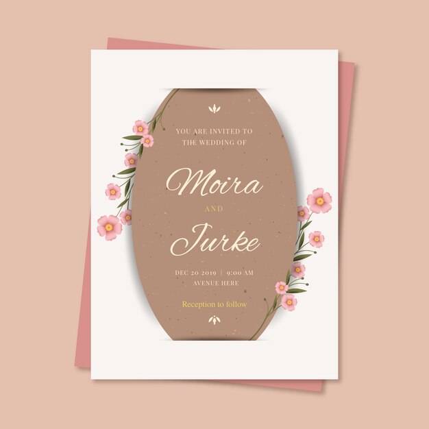 Invitación de boda floral minimalista elegante