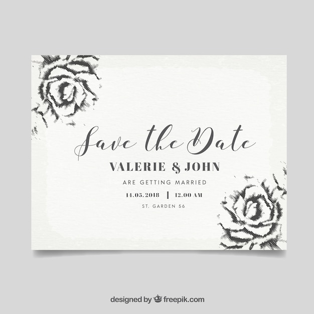 Invitación de boda con flores elegantes