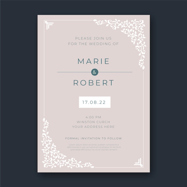 Invitación de boda formal creativa