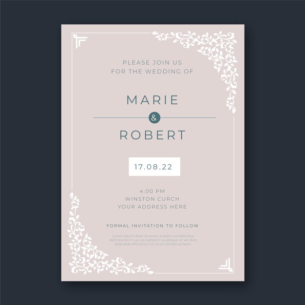 Invitación de boda formal creativa