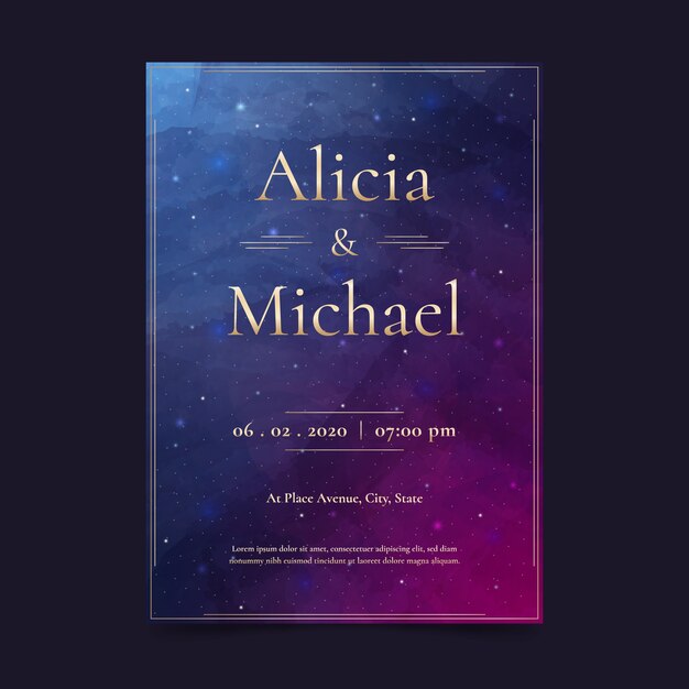 Invitación de boda galaxia acuarela
