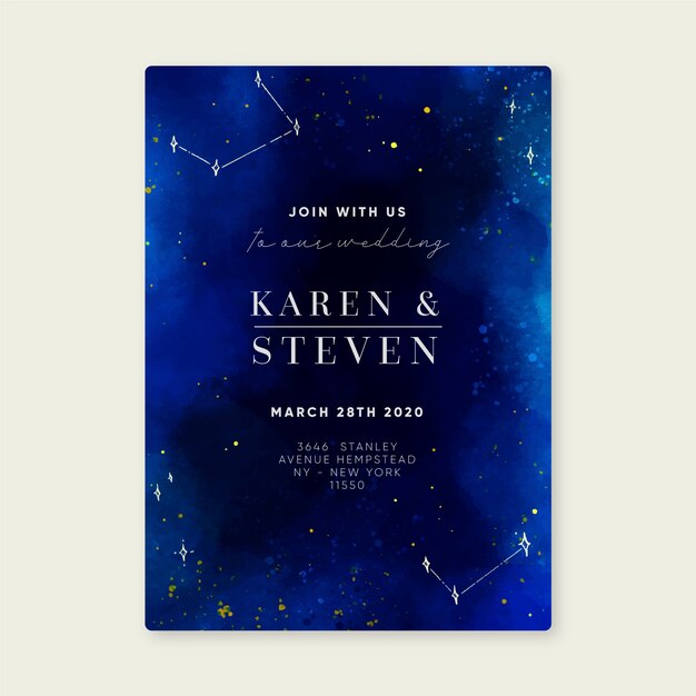 Invitación de boda galaxia acuarela