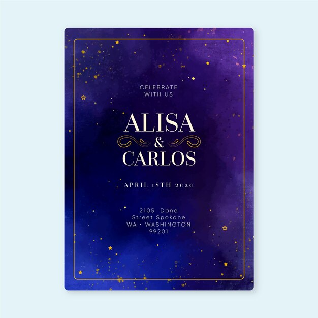 Invitación de boda galaxia acuarela