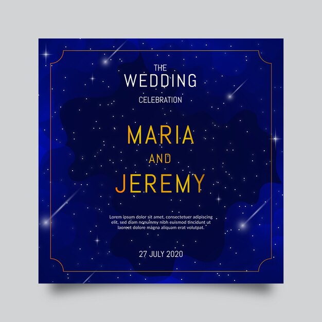 Invitación de boda galaxia acuarela