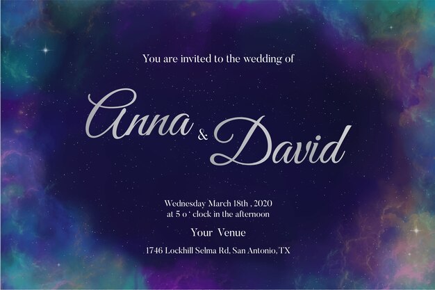 Invitación de boda galaxia acuarela