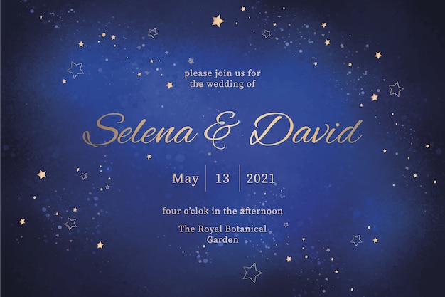 Invitación de boda galaxia acuarela