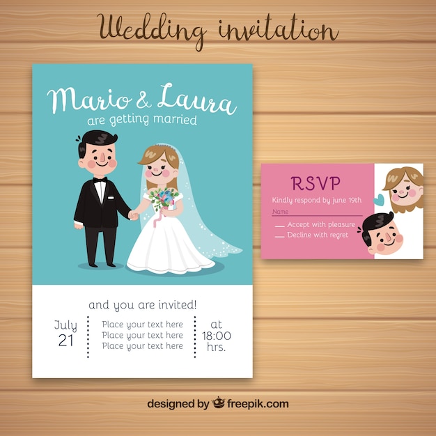 Invitación de boda con linda pareja