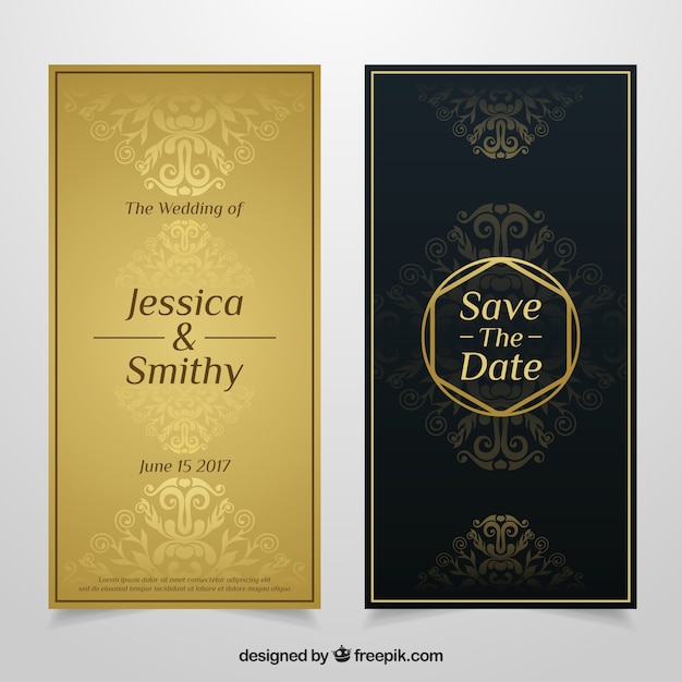 Invitación de boda de lujo con decoración ornamental