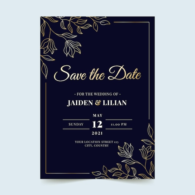 Invitación de boda de lujo