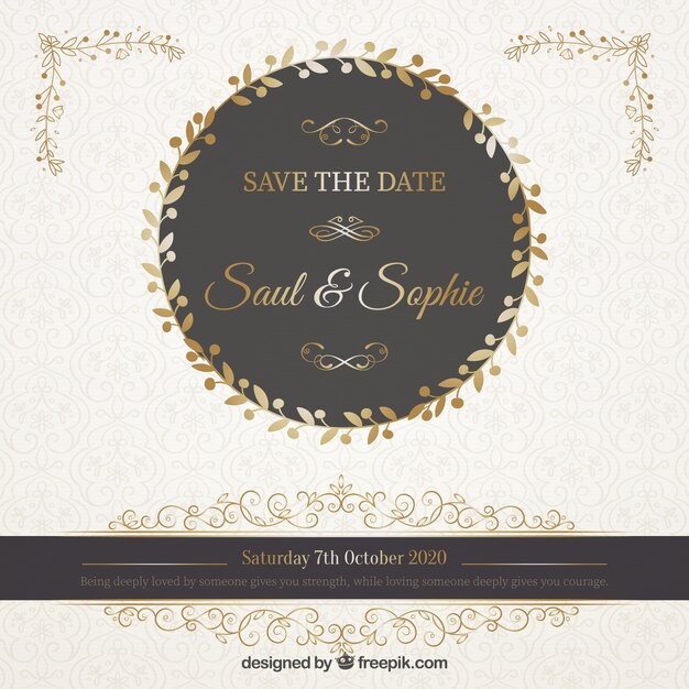 Invitación de boda con un marco negro
