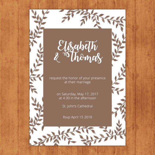 Invitación de boda marrón y blanca