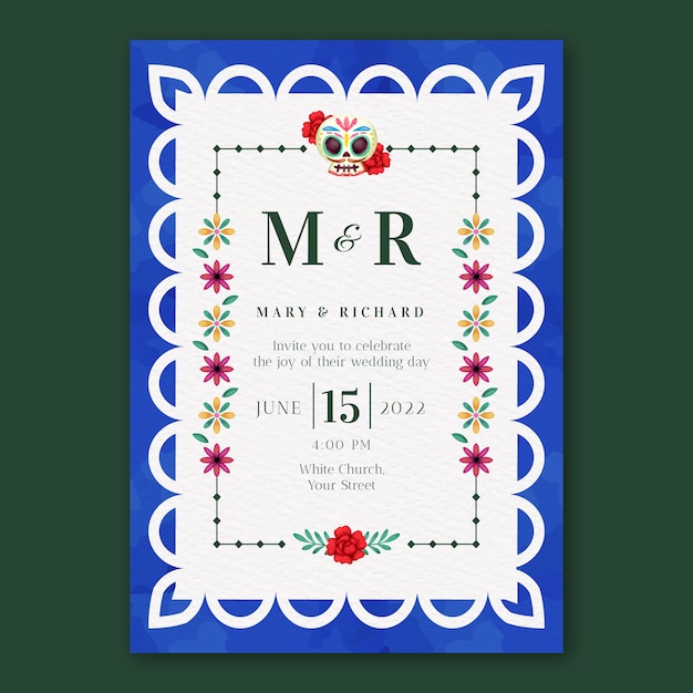 Invitación de boda mexicana creativa