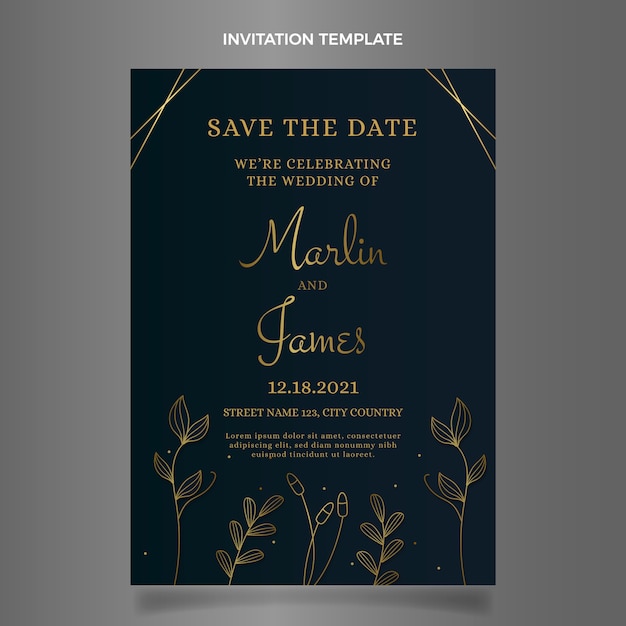 Invitación de boda mínima dibujada a mano