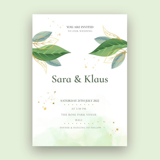 Invitación de boda mínima con plantas.