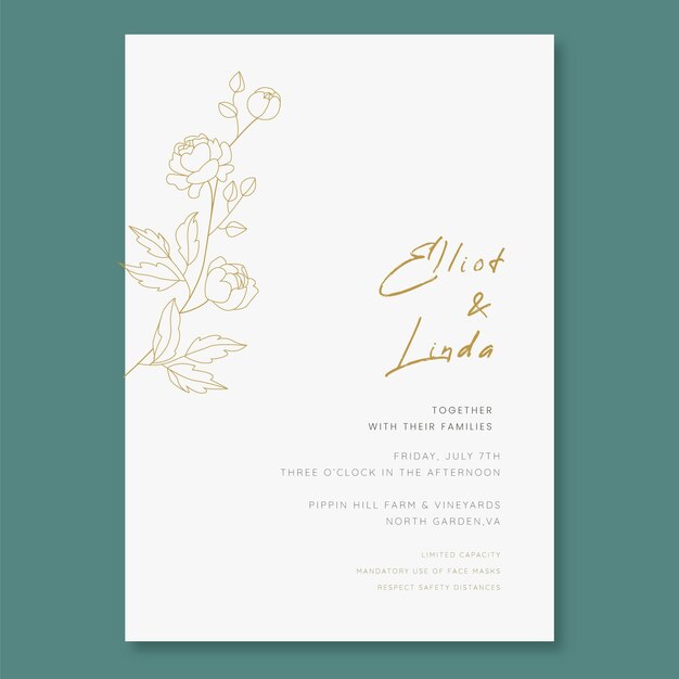 Invitación de boda minimalista dibujada a mano