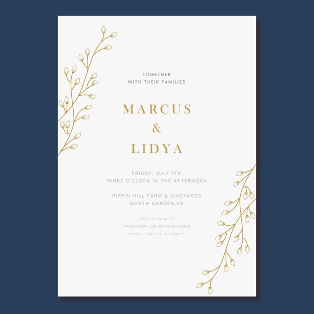 Invitación de boda minimalista dibujada a mano