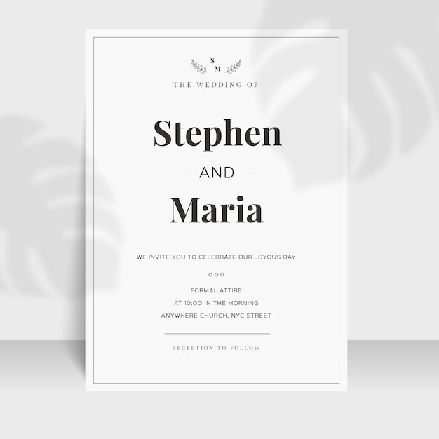 Vector gratuito invitación de boda minimalista plana orgánica