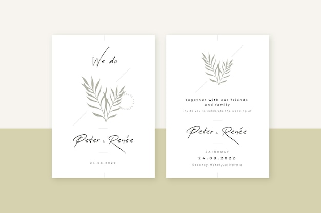 Vector gratuito invitación de boda minimalista