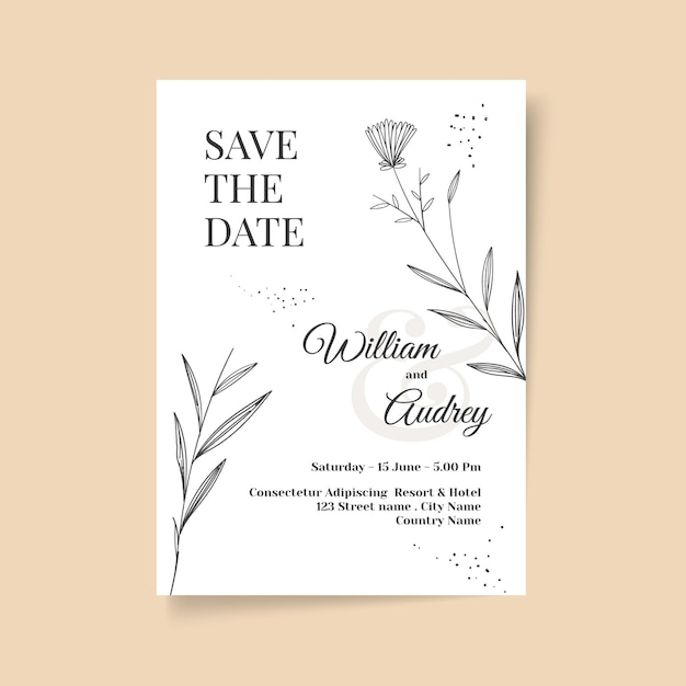 Invitación de boda minimalista