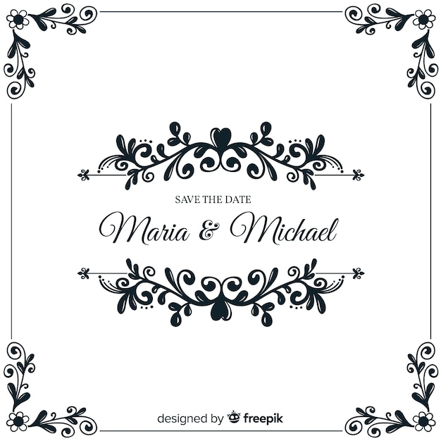 Invitación de boda ornamental para guardar la fecha