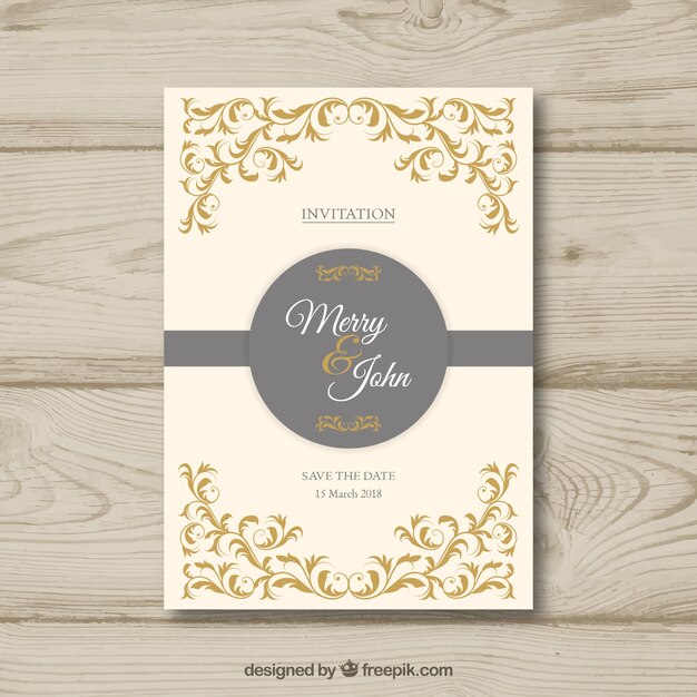 Invitación de boda con ornamentos florales