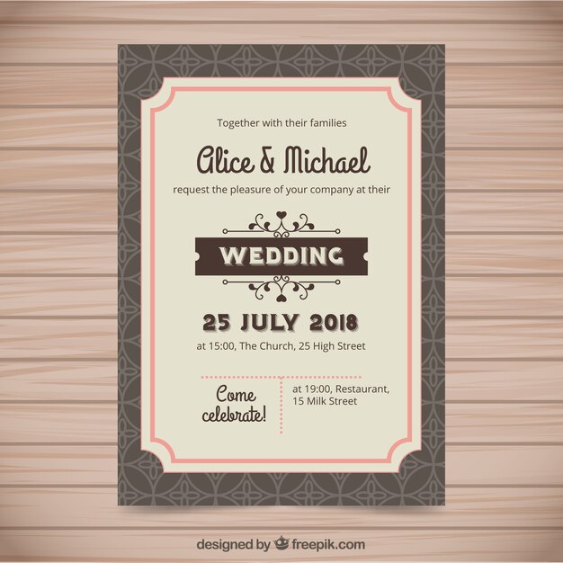 Invitación de boda con ornamentos