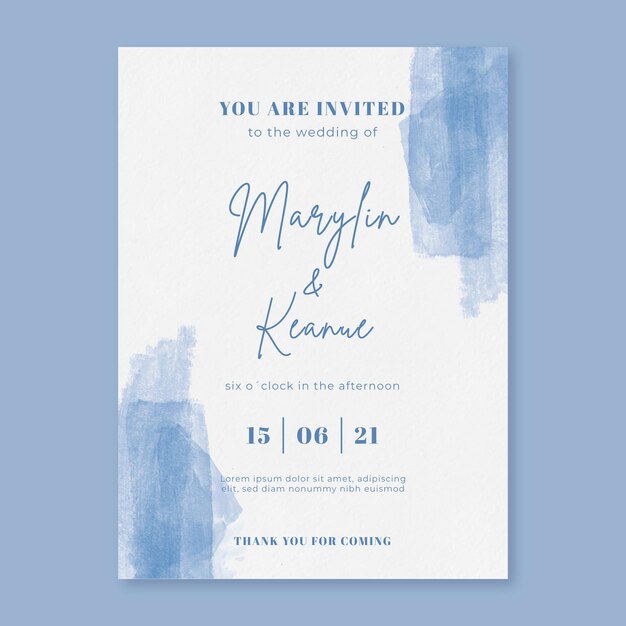 Invitación de boda pincelada acuarela