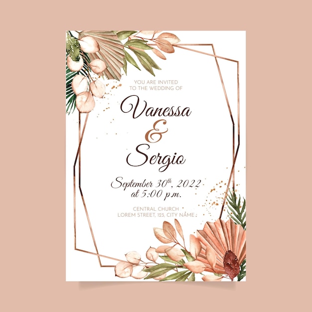 Invitación de boda pintada a mano