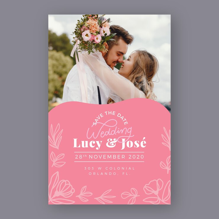 Vector gratuito invitación de boda de plantilla con foto