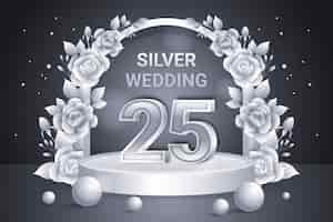 Vector gratuito invitación de boda de plata degradada
