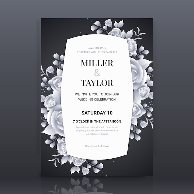 Invitación de boda de plata en gradiente