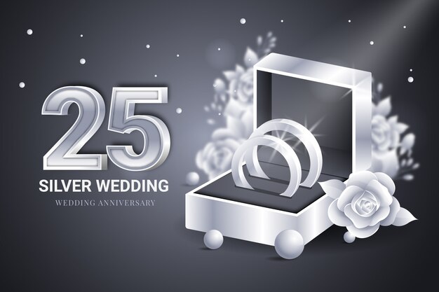 Invitación de boda de plata en gradiente