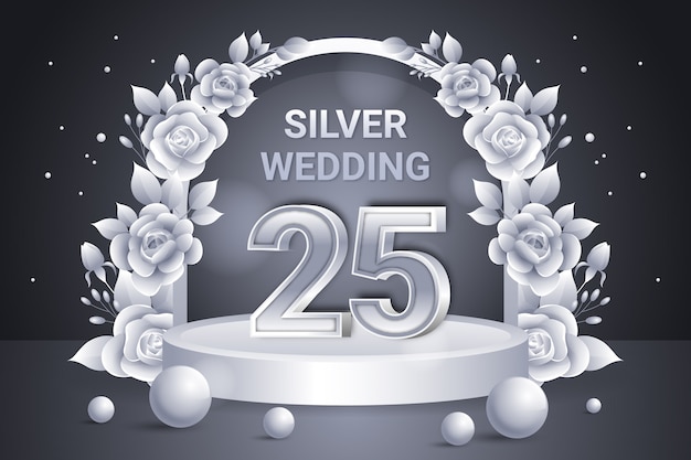 Invitación de boda de plata en gradiente