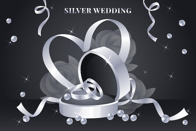 Invitación de boda de plata en gradiente