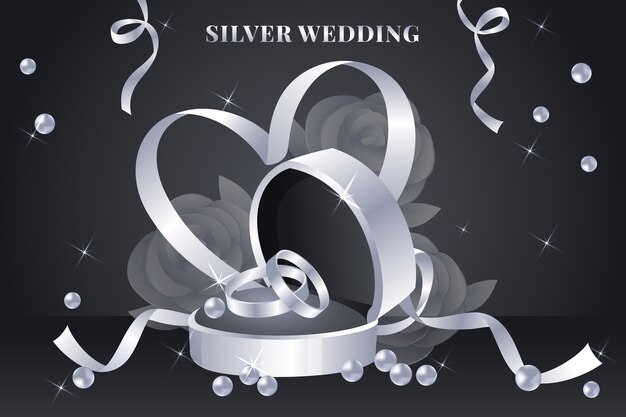 Invitación de boda de plata en gradiente