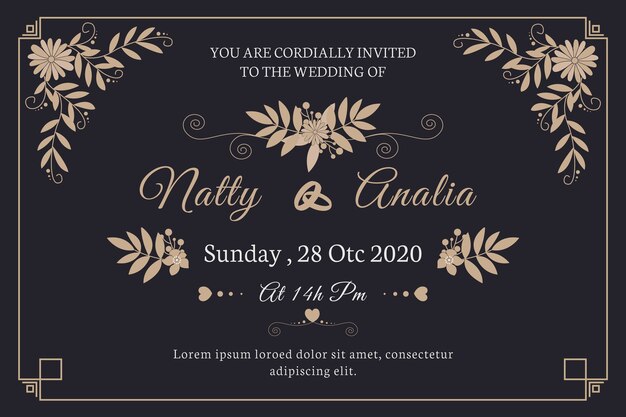 Invitación de boda retro linda
