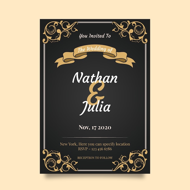 Invitación de boda retro