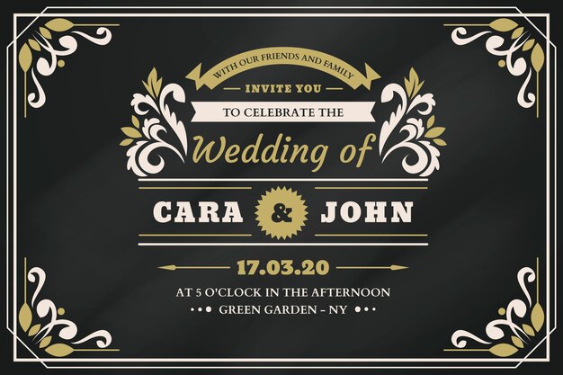 Invitación de boda retro