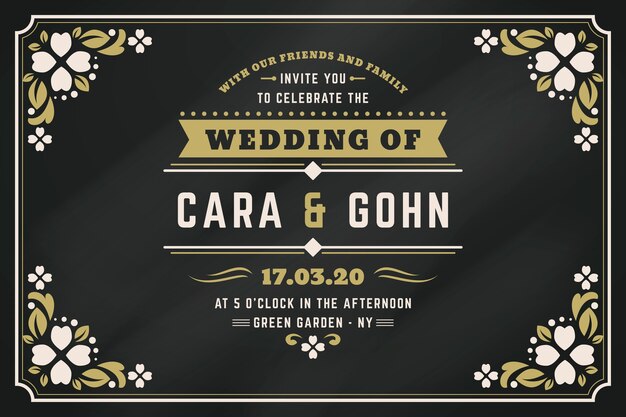 Invitación de boda retro