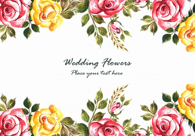 Invitación de boda romántica con plantilla de tarjeta de flores de colores