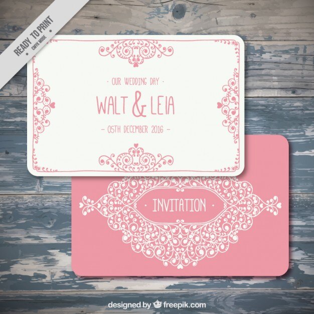 Vector gratuito invitación de boda rosa ornamental