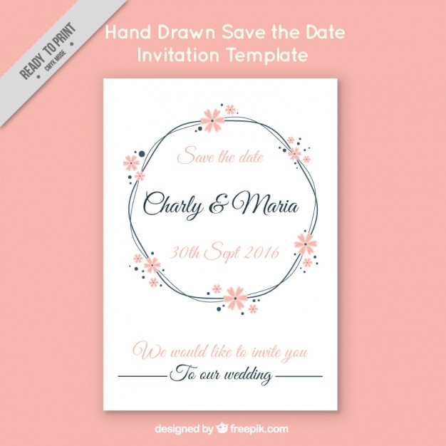 Invitación de boda sobre fondo rosa