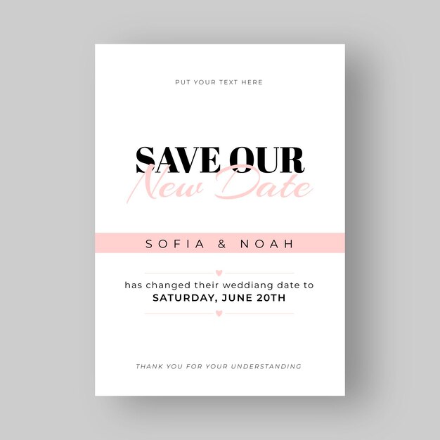 Invitación de boda tipográfica pospuesta