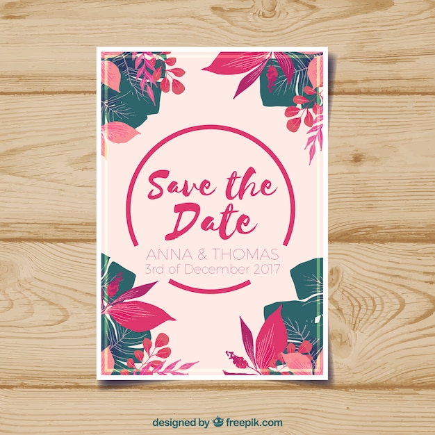 Vector gratuito invitación de boda tropical con estilo de acuarela